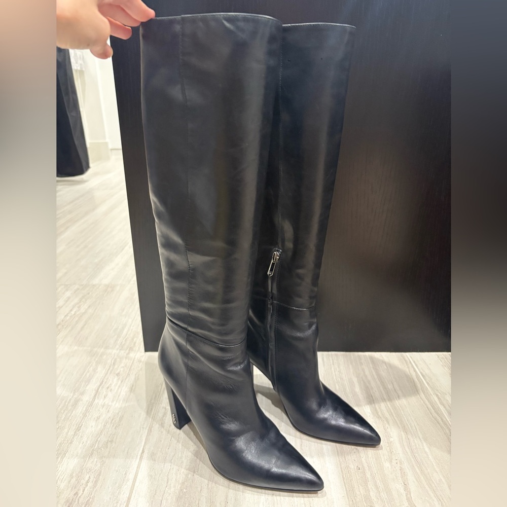 EUC Sam Edelman “Raakel” Black Real Leather Heeled Tall Boots